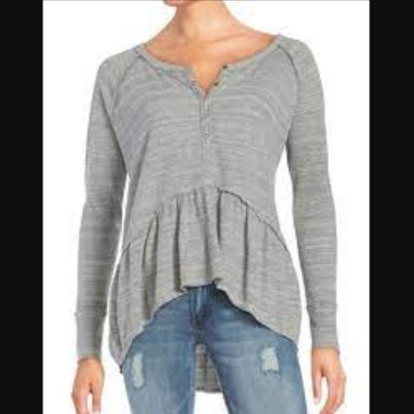 We the Free Long Sleeve Thermal Henley Peplum Top - Picture 2 of 6